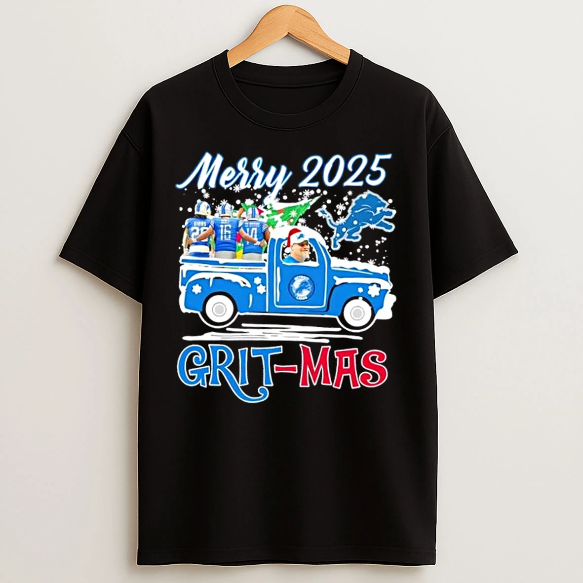 Classic 2025 Detroit Lions Dan Campbell And Players Driver Merry Grit Mas T Shirts
