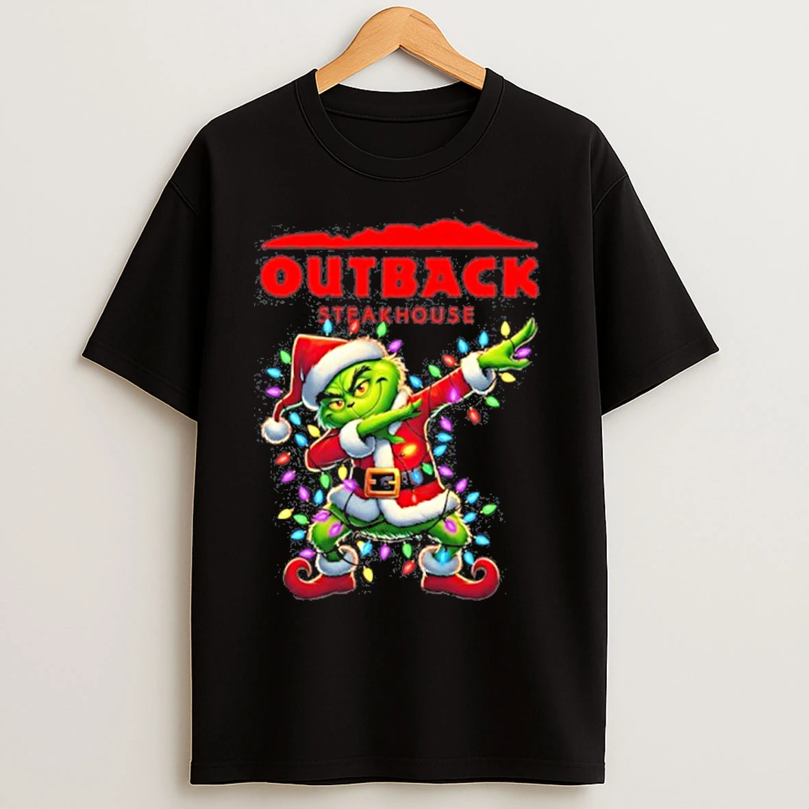 Classic 2025 Outback Steakhouse X Santa Grinch Dabbing Light T Shirts