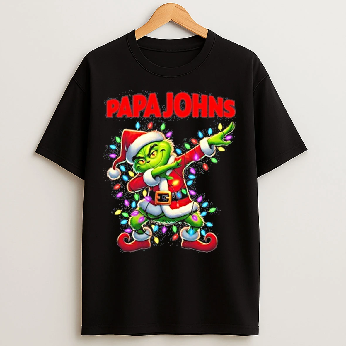 Classic 2025 Papa Johns Pizza X Santa Grinch Dabbing Light T Shirts