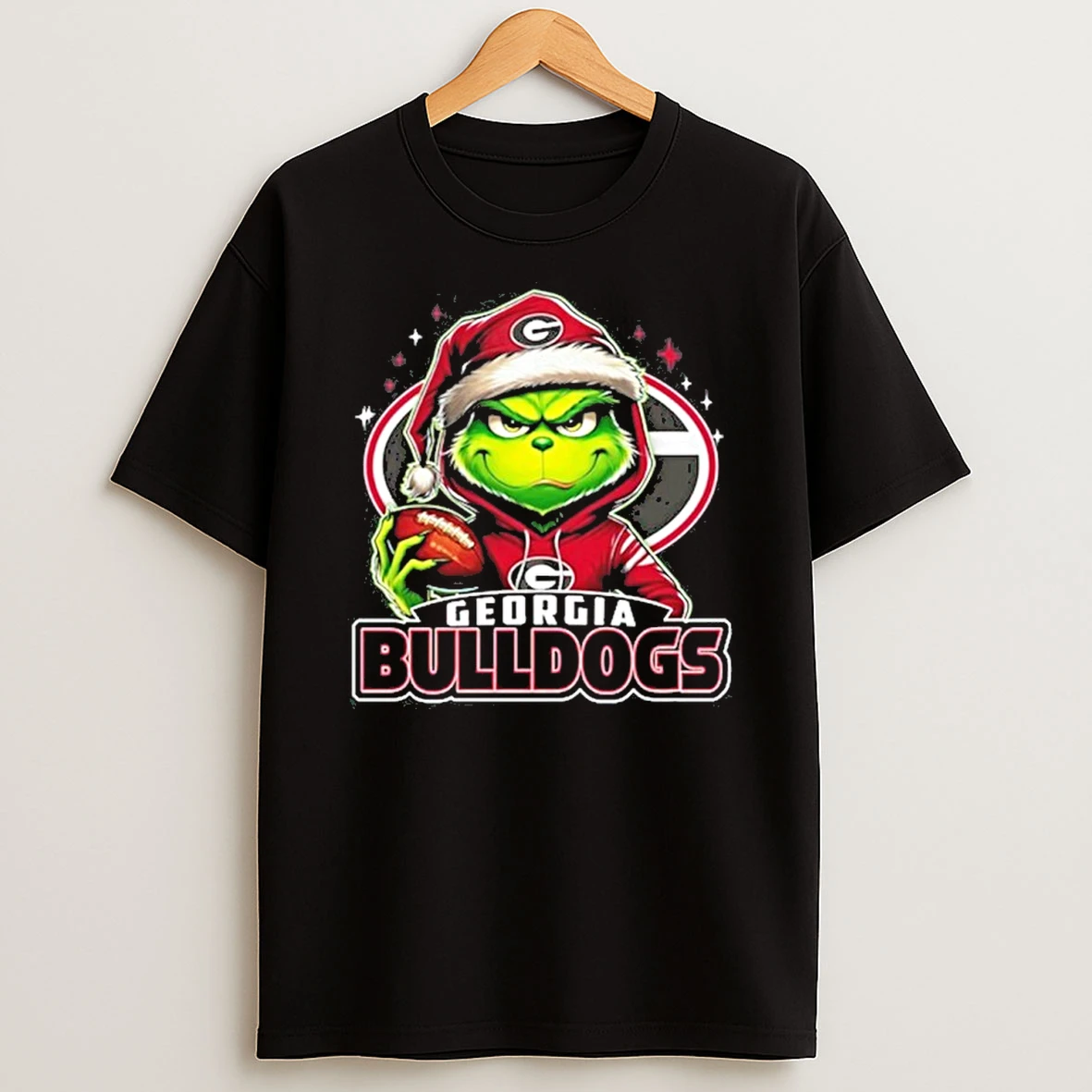 Classic 2025 Santa Grinch X Georgia Bulldogs Logo Baseball T Shirts