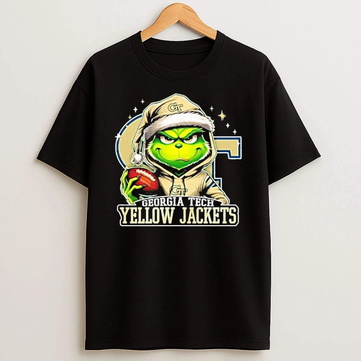 Classic 2025 Santa Grinch X Georgia Tech Yellow Jackets Logo Baseball T Shirts