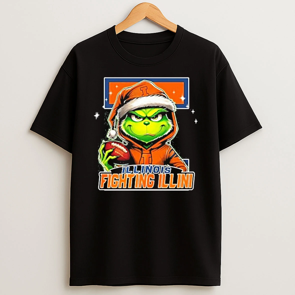 Classic 2025 Santa Grinch X Illinois Fighting Illini Logo Baseball T Shirts