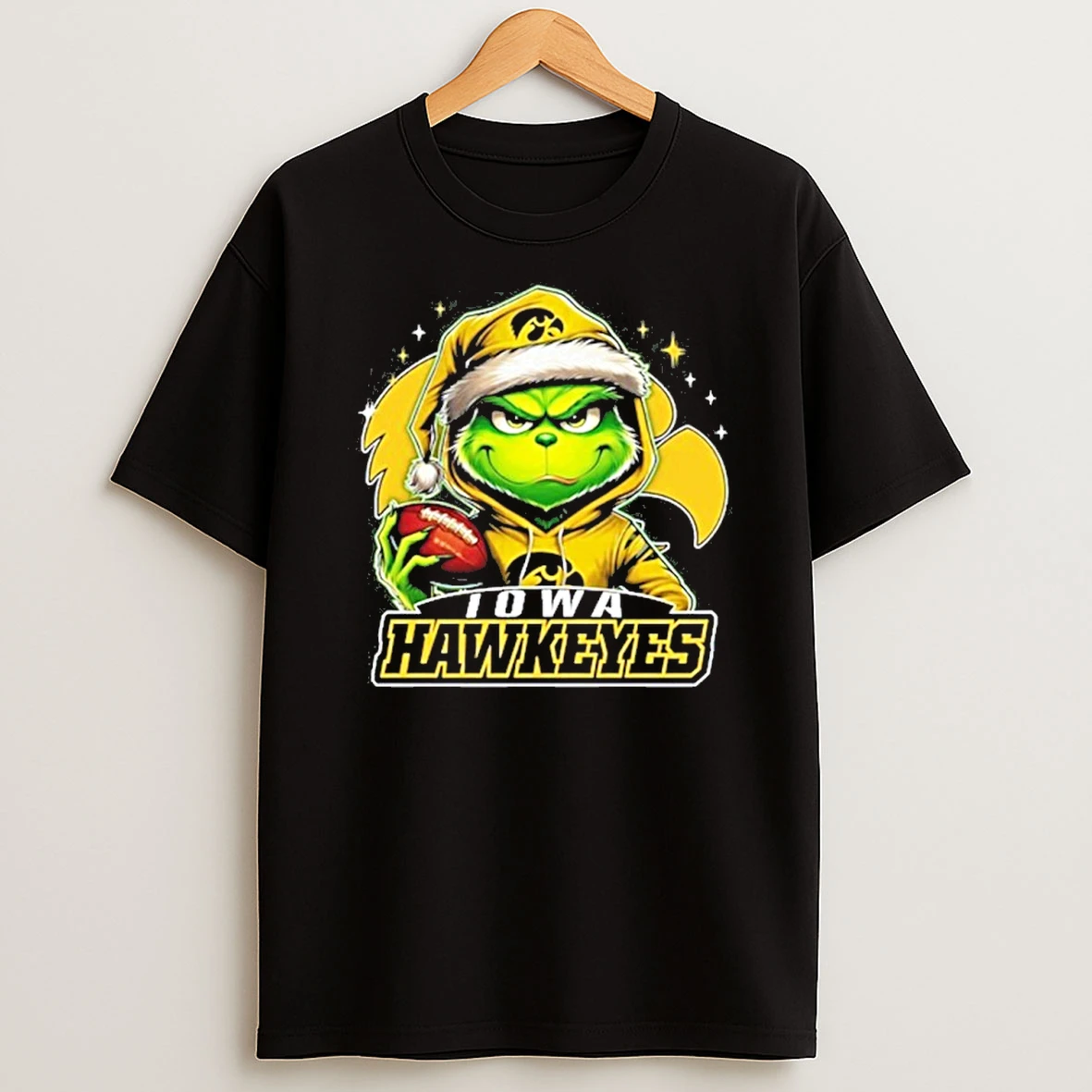 Classic 2025 Santa Grinch X Iowa Hawkeyes Logo Baseball T Shirts