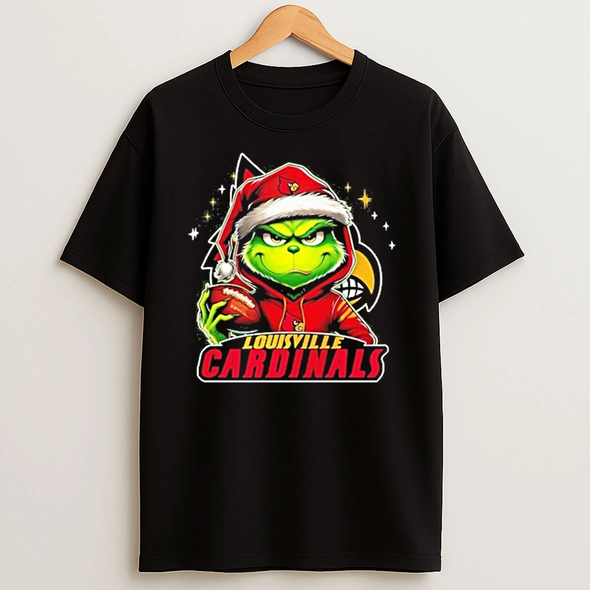 Classic 2025 Santa Grinch X Louisville Cardinals Logo Baseball T Shirts