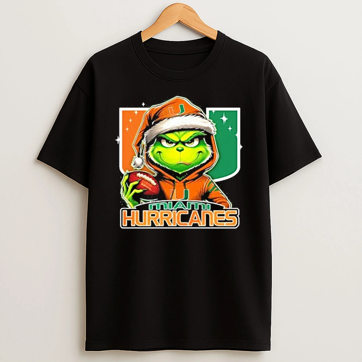 Classic 2025 Santa Grinch X Miami Hurricanes Logo Baseball T Shirts