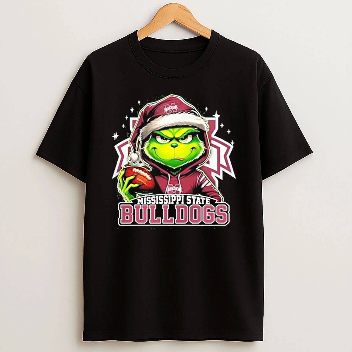 Classic 2025 Santa Grinch X Mississippi State Bulldogs Logo Baseball T Shirts