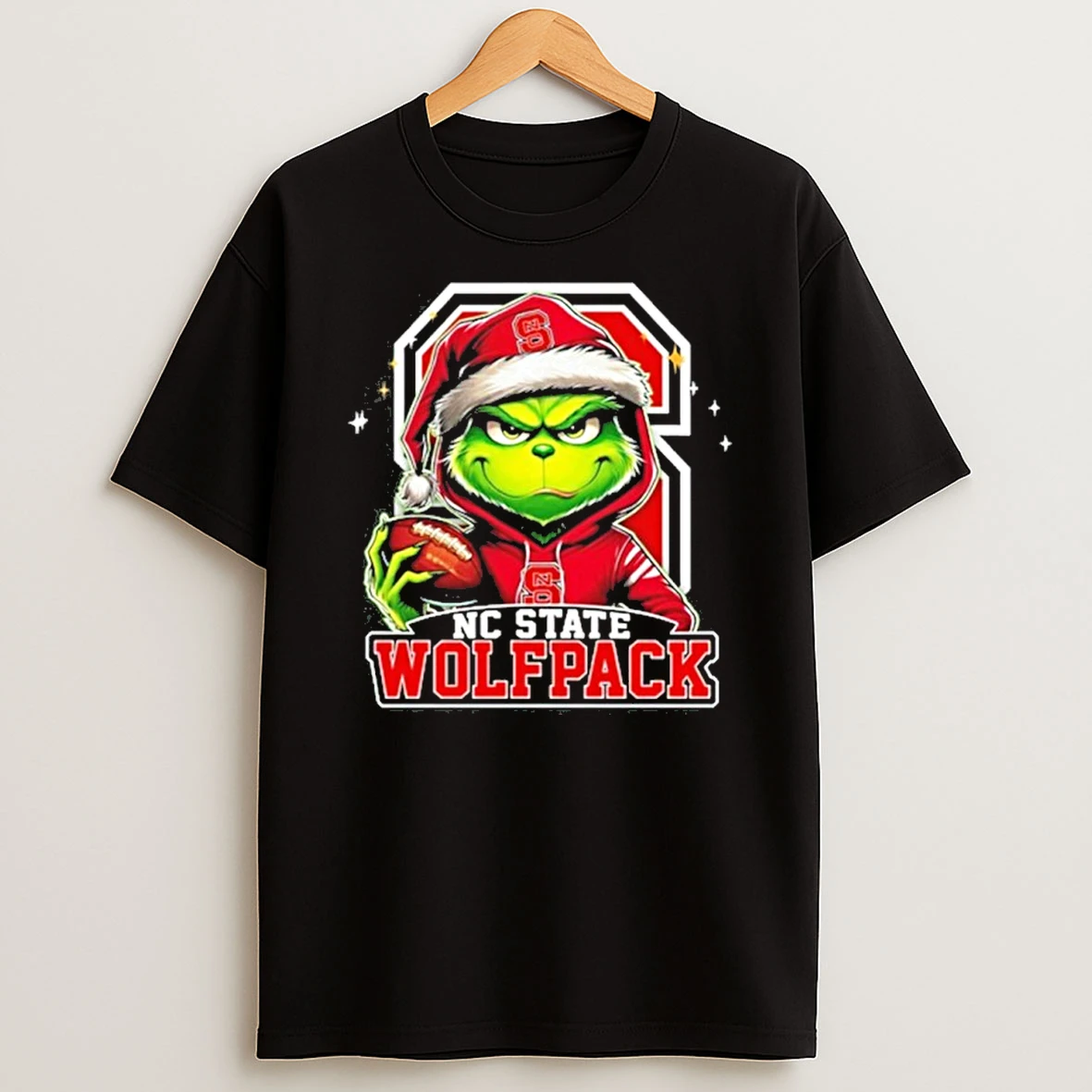 Classic 2025 Santa Grinch X Nc State Wolfpack Logo Baseball T Shirts