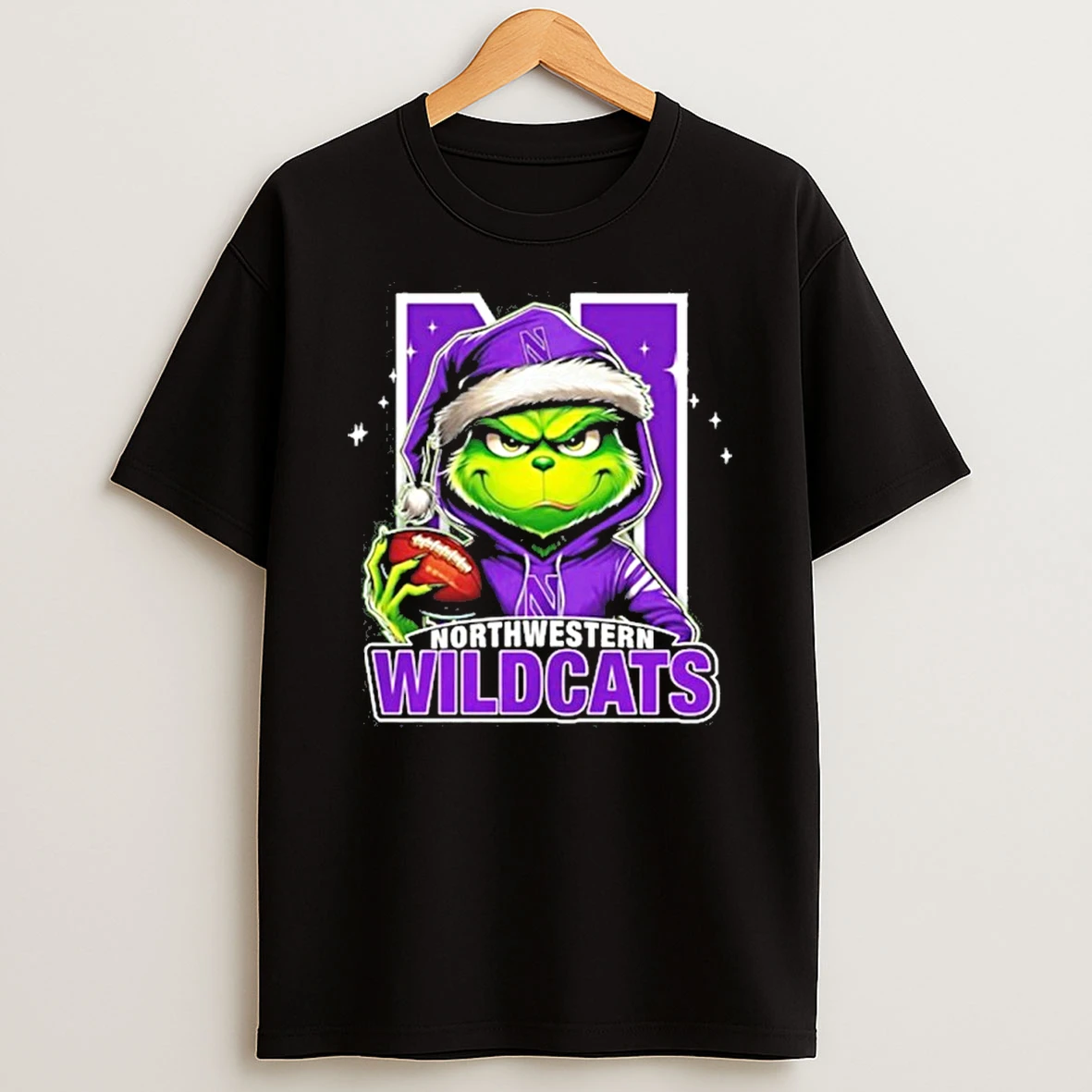 Classic 2025 Santa Grinch X Northwestern Wildcats Logo Baseball T Shirts