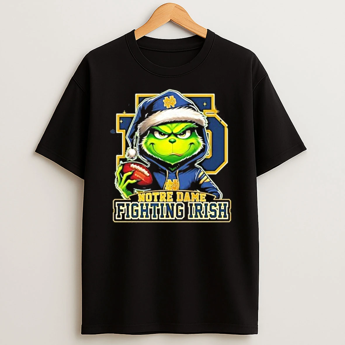Classic 2025 Santa Grinch X Notre Dame Fighting Irish Logo Baseball T Shirts