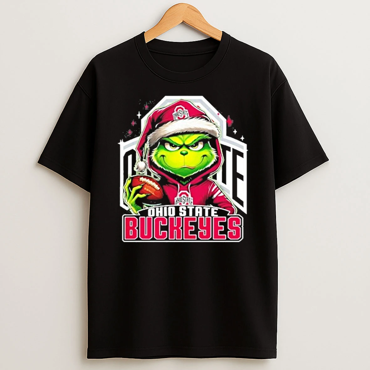 Classic 2025 Santa Grinch X Ohio State Buckeyes Logo Baseball T Shirts
