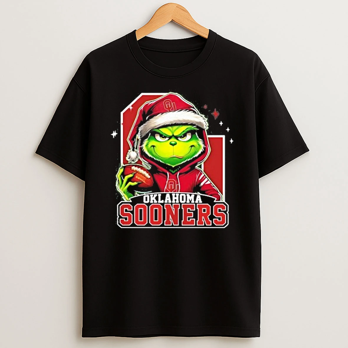 Classic 2025 Santa Grinch X Oklahoma Sooners Logo Baseball T Shirts