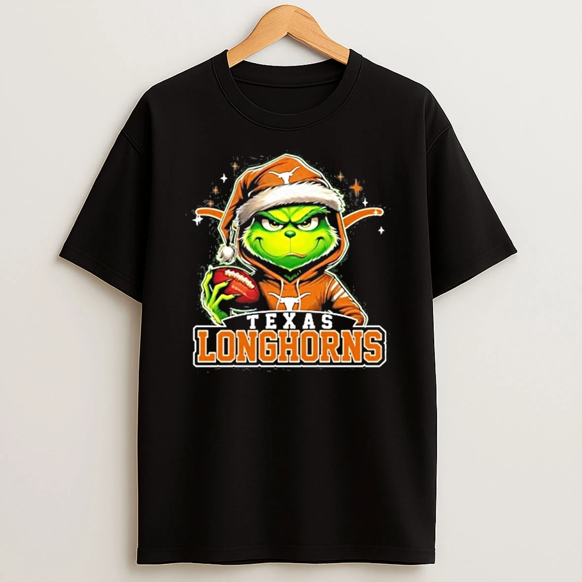 Classic 2025 Santa Grinch X Texas Longhorns Logo Baseball T Shirts