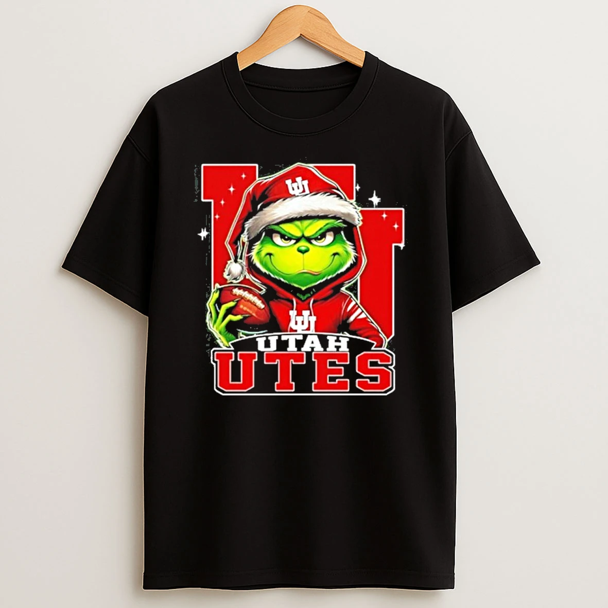 Classic 2025 Santa Grinch X Utah Utes Logo Baseball T Shirts