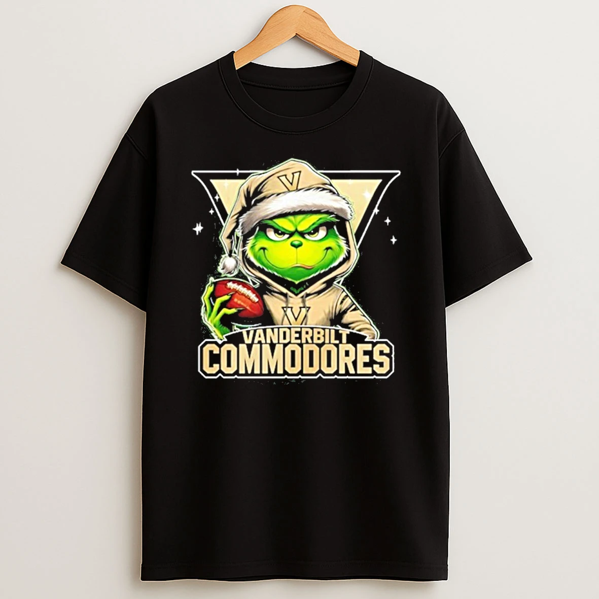 Classic 2025 Santa Grinch X Vanderbilt Commodores Logo Baseball T Shirts