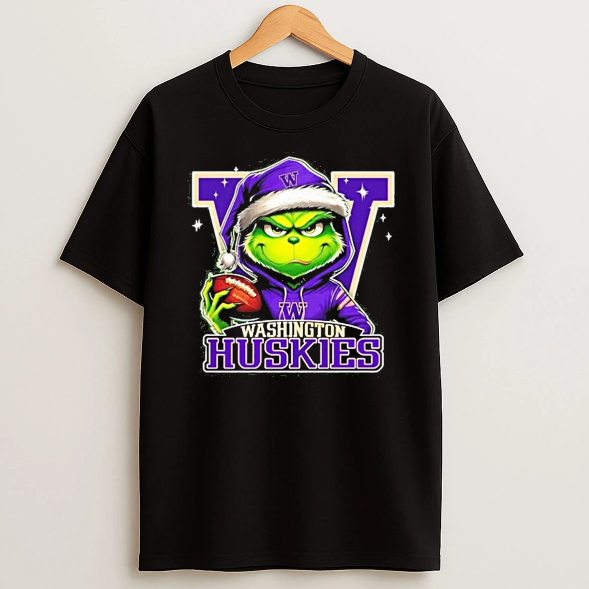 Classic 2025 Santa Grinch X Washington Huskies Logo Baseball T Shirts