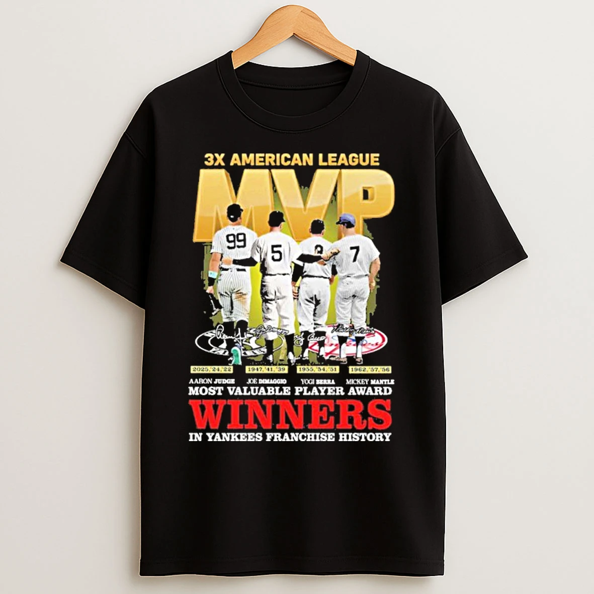 Classic 3x American League Mvp Winner Ny Yankees T Shirts