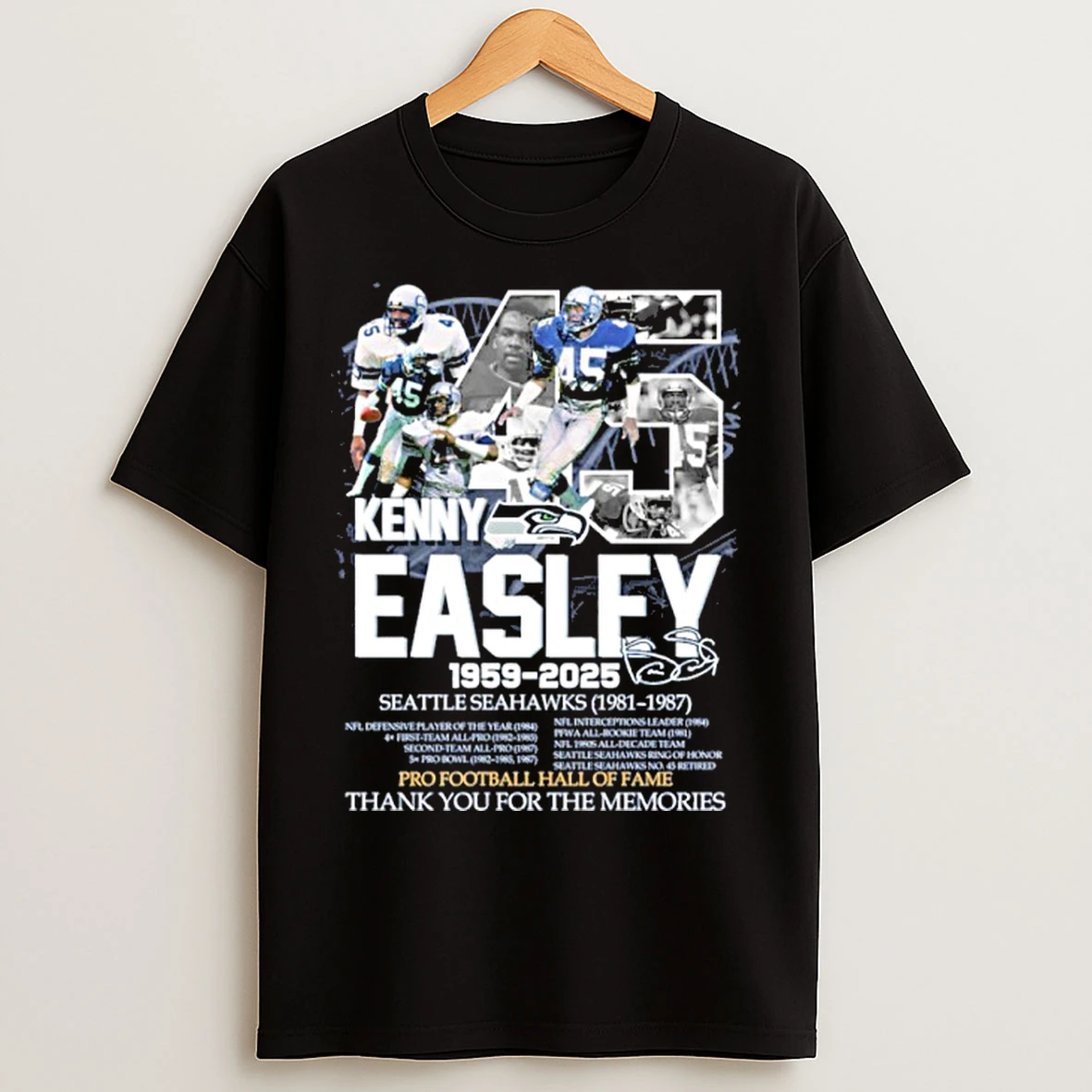 Classic 45 Kenny Easley 1959 2025 Pro Football Hall Of Fame Thank You For The Memories T Shirts