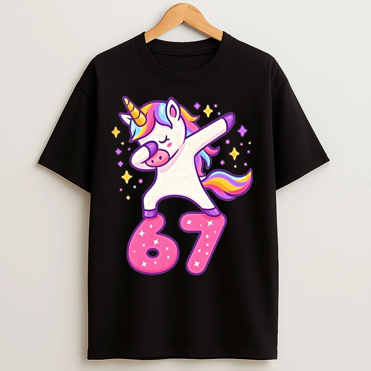 Classic 67 Unicorn Six Seven 6 7 Meme Brainrot T Shirts
