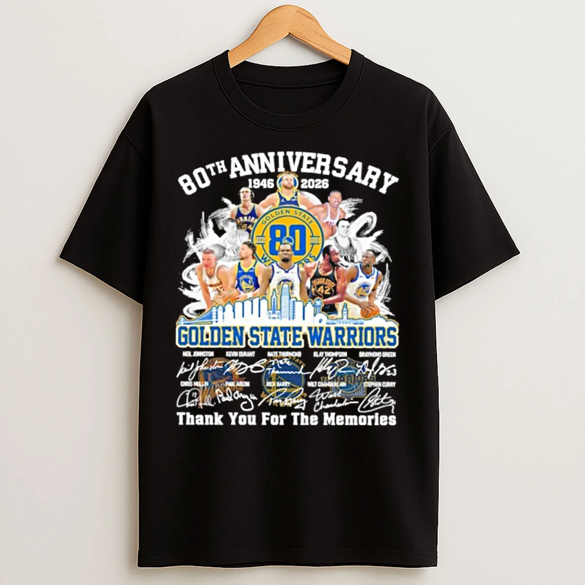 Classic 80th Anniversary 1946 2026 Team Player Golden State Warriors Signature Thank You For The Memories T Shirts