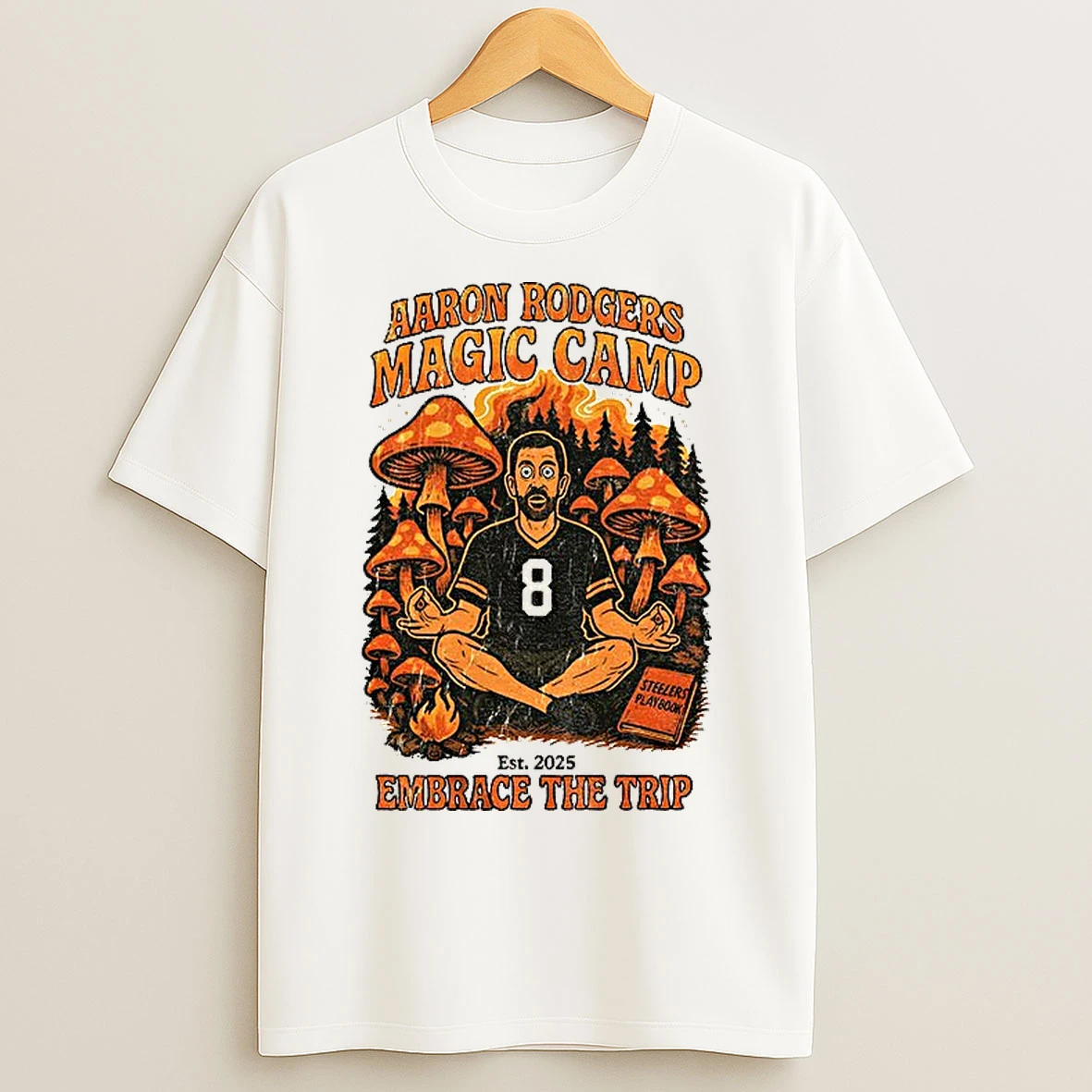 Classic Aaron Rodgers Pittsburgh Steelers Magic Camp Embrace The Trip Est 2025 Vintage T Shirts