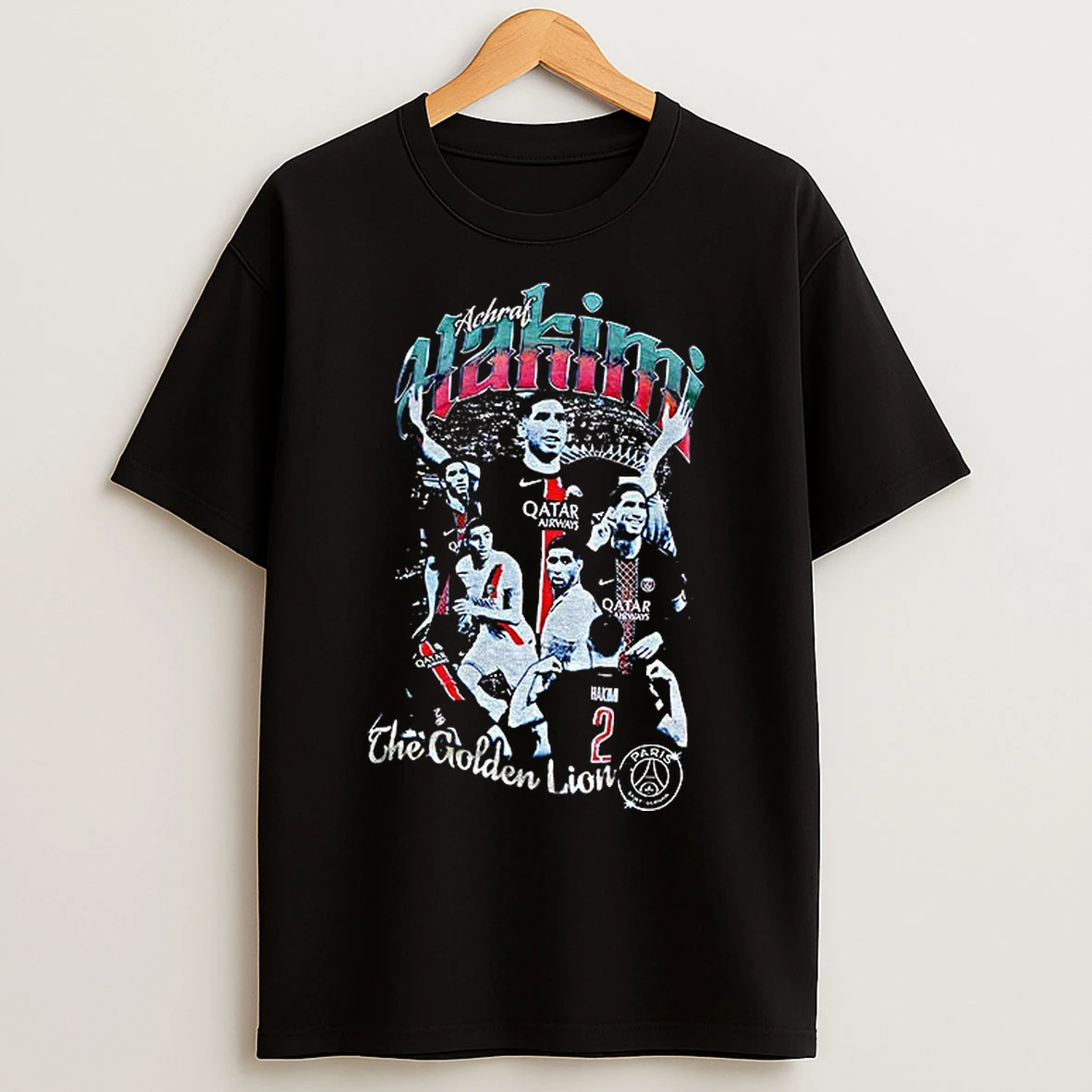 Classic Achraf Hakimi The Golden Lion Paris Saint Germain Fc T Shirts