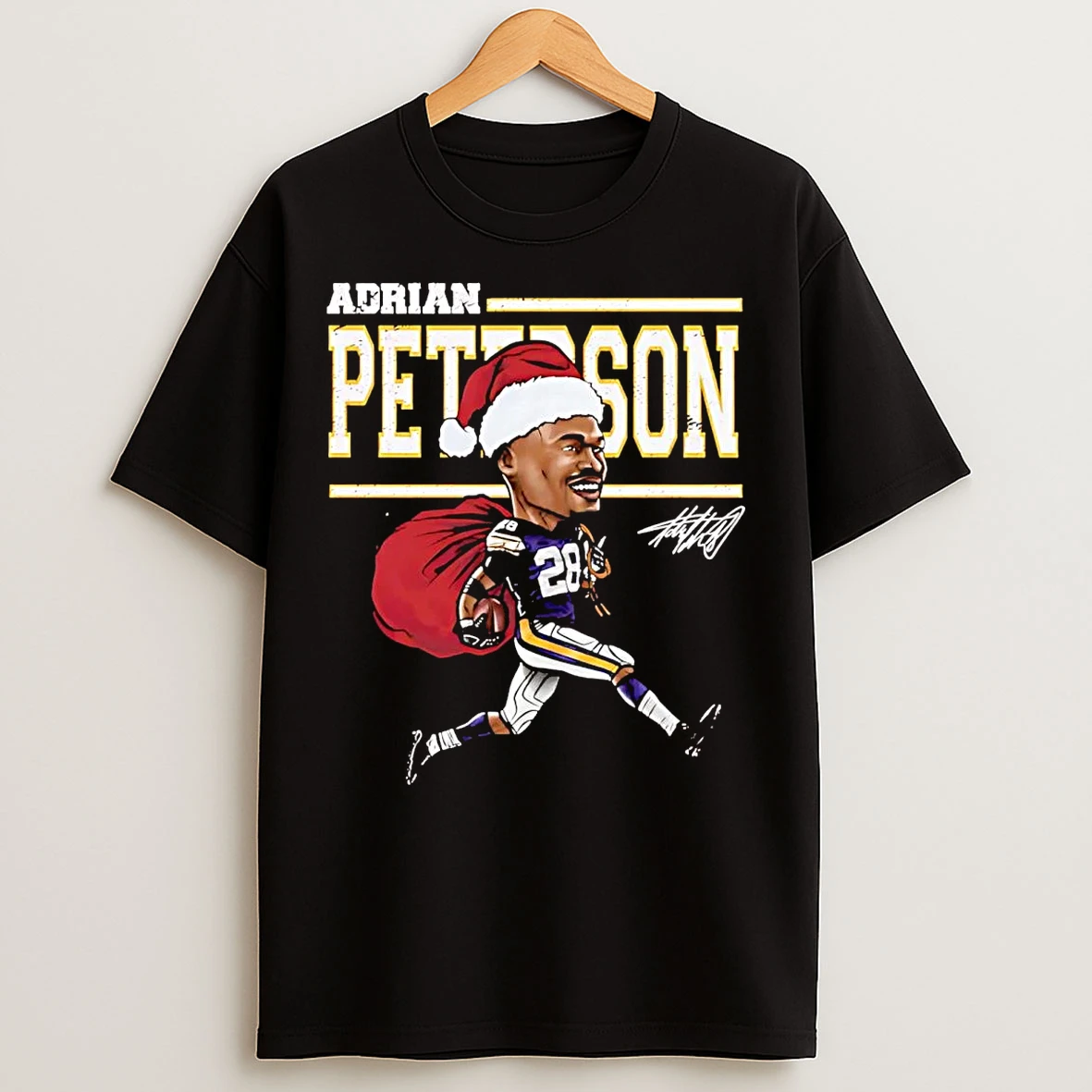 Classic Adrian Peterson Santa Cartoon Minnesota Vikings T Shirts
