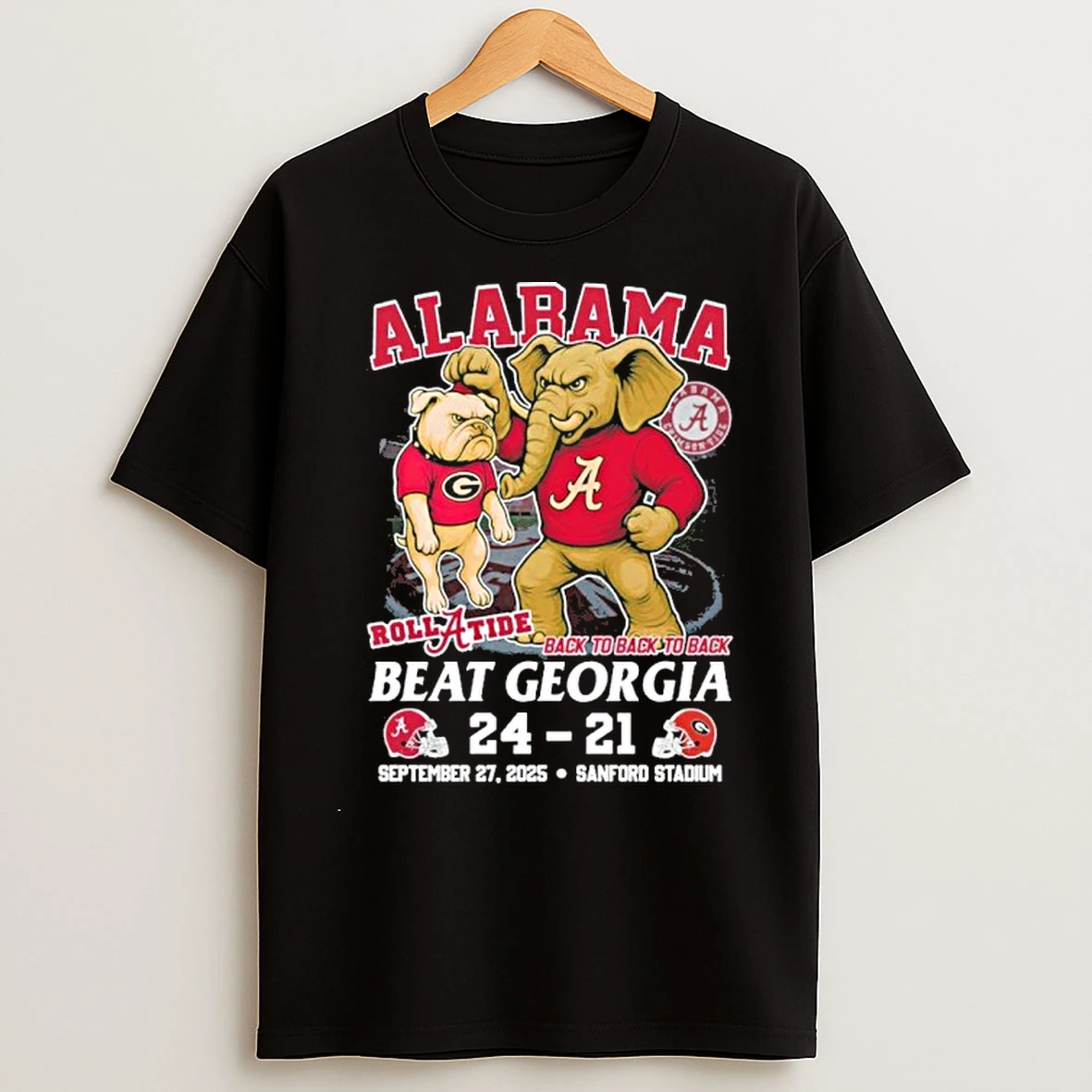 Classic Alabama Beat Georgia Roll Tide Back 2 Back 2 Back 24 21 T Shirts