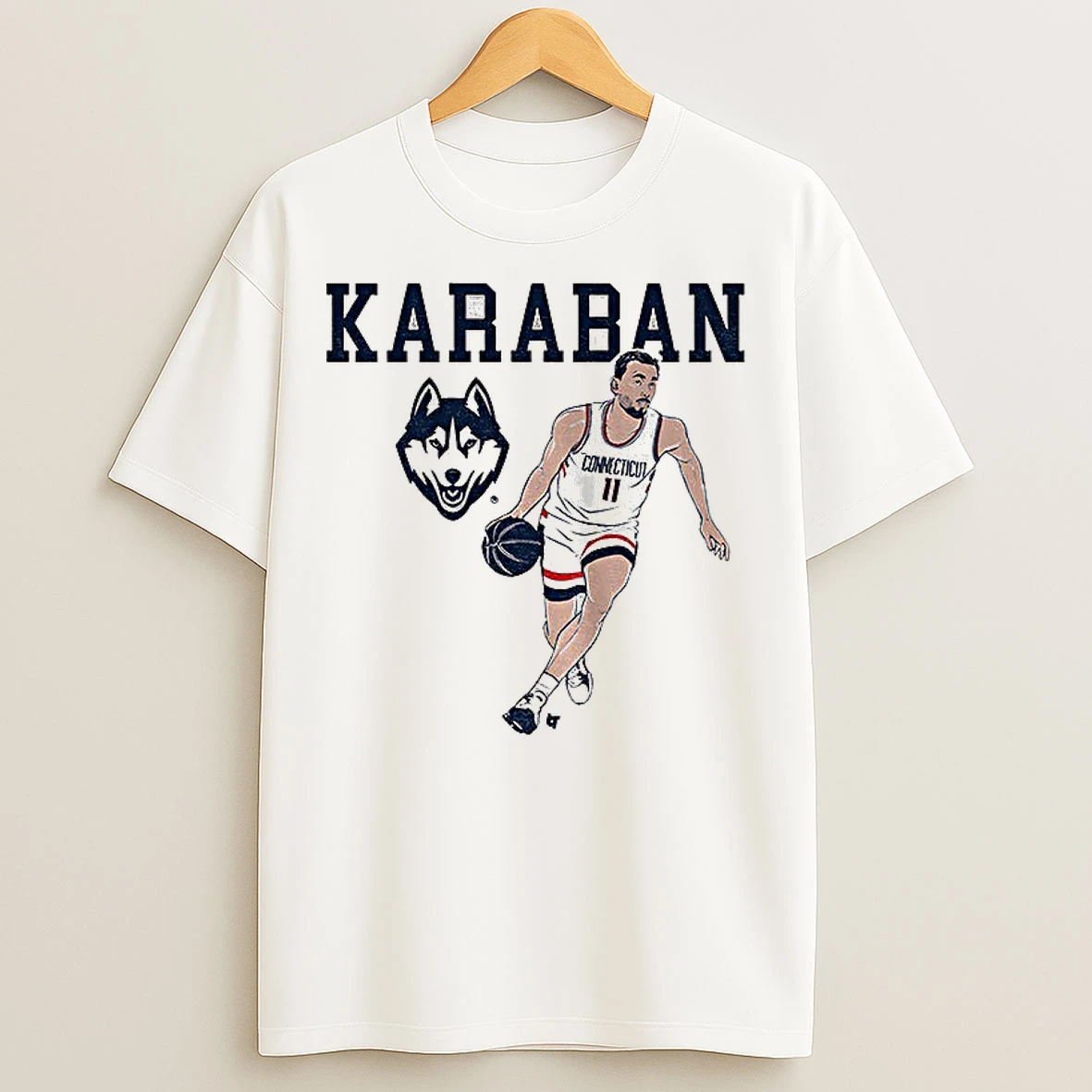 Classic Alex Karaban Name Pose Uconn Huskies Basketball Big East Conference T Shirts