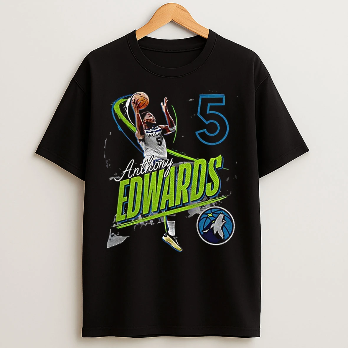 Classic Anthony Edwards 5 Minnesota Timberwolves Nba Basketball Vintage T Shirts