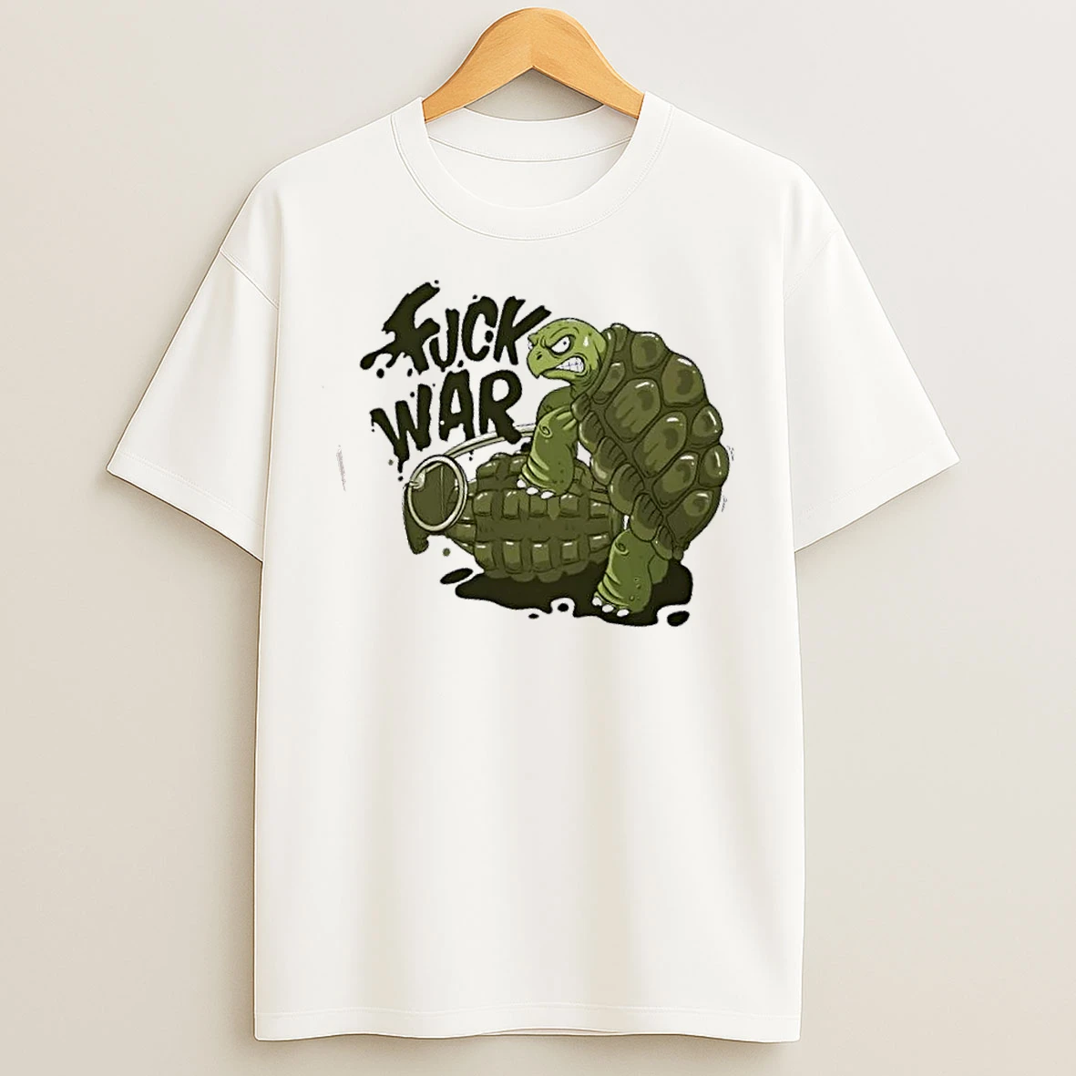Classic Anti War Turtle Grenade Cartoon T Shirts
