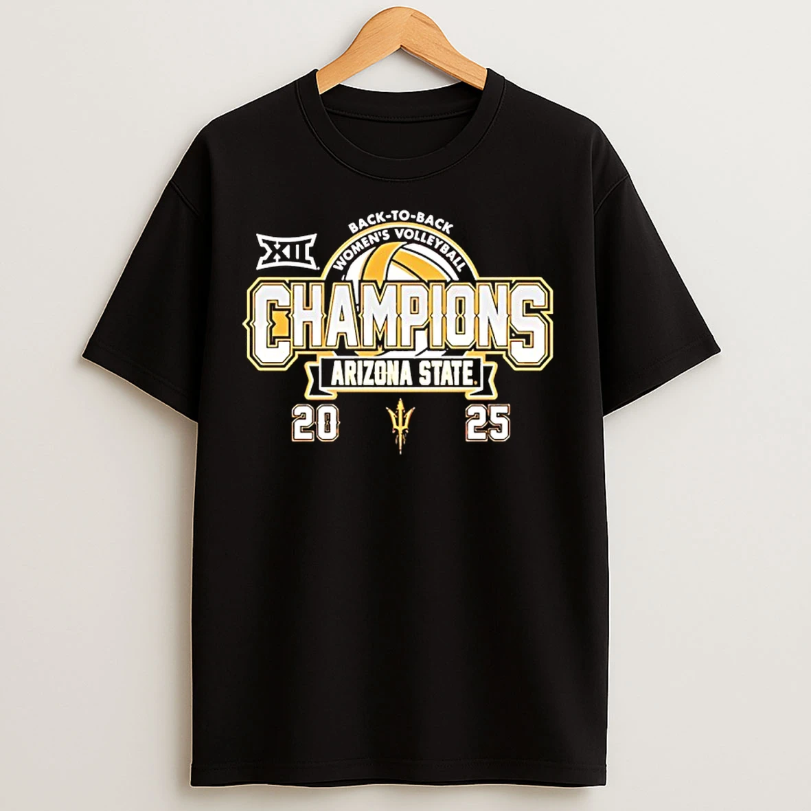 Classic Arizona State Sun Devils 2025 Maroon Big 12 Volleyball Champions Back To Back T Shirts