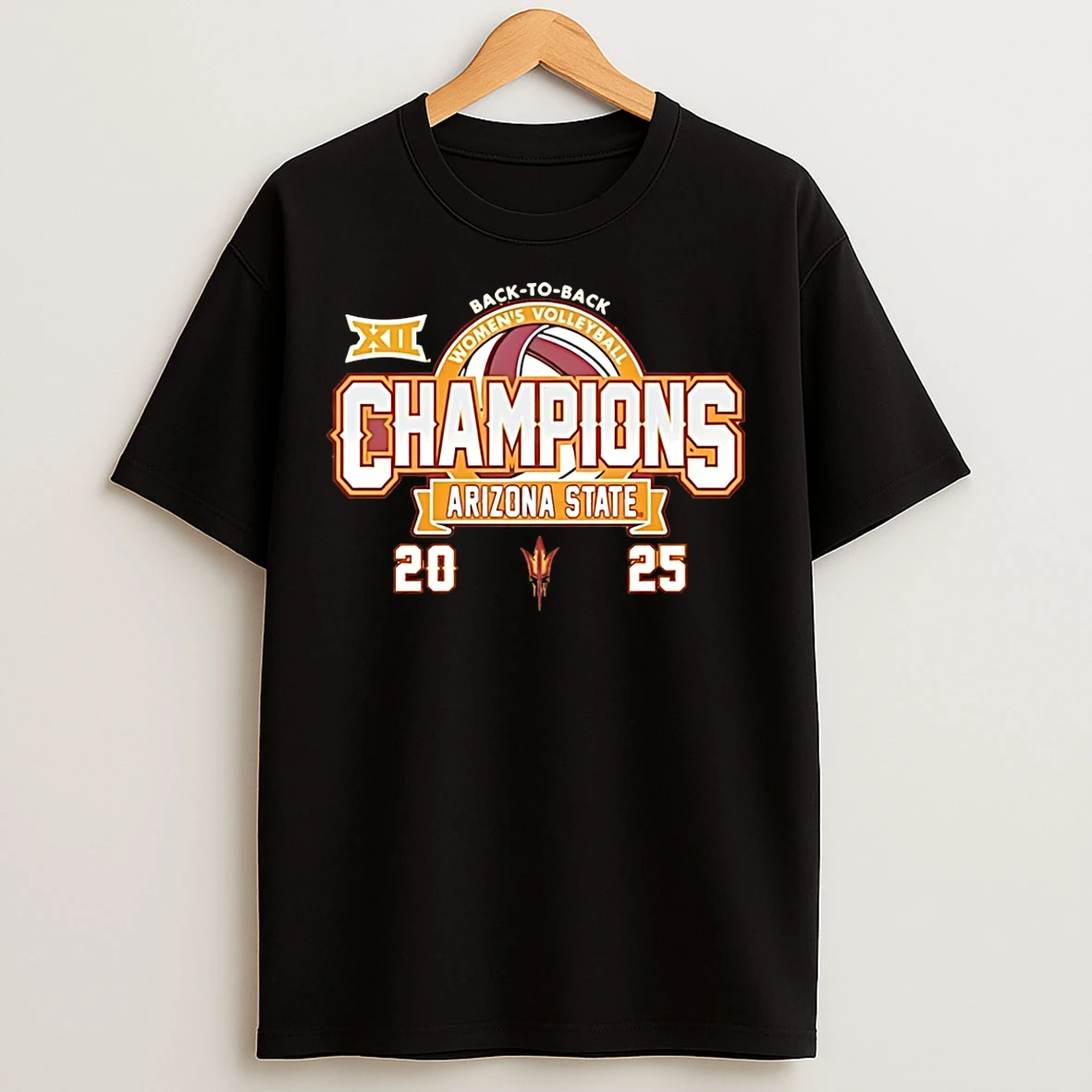 Classic Arizona State Sun Devils Big 12 Volleyball Champions Back To Back 2025 T Shirts