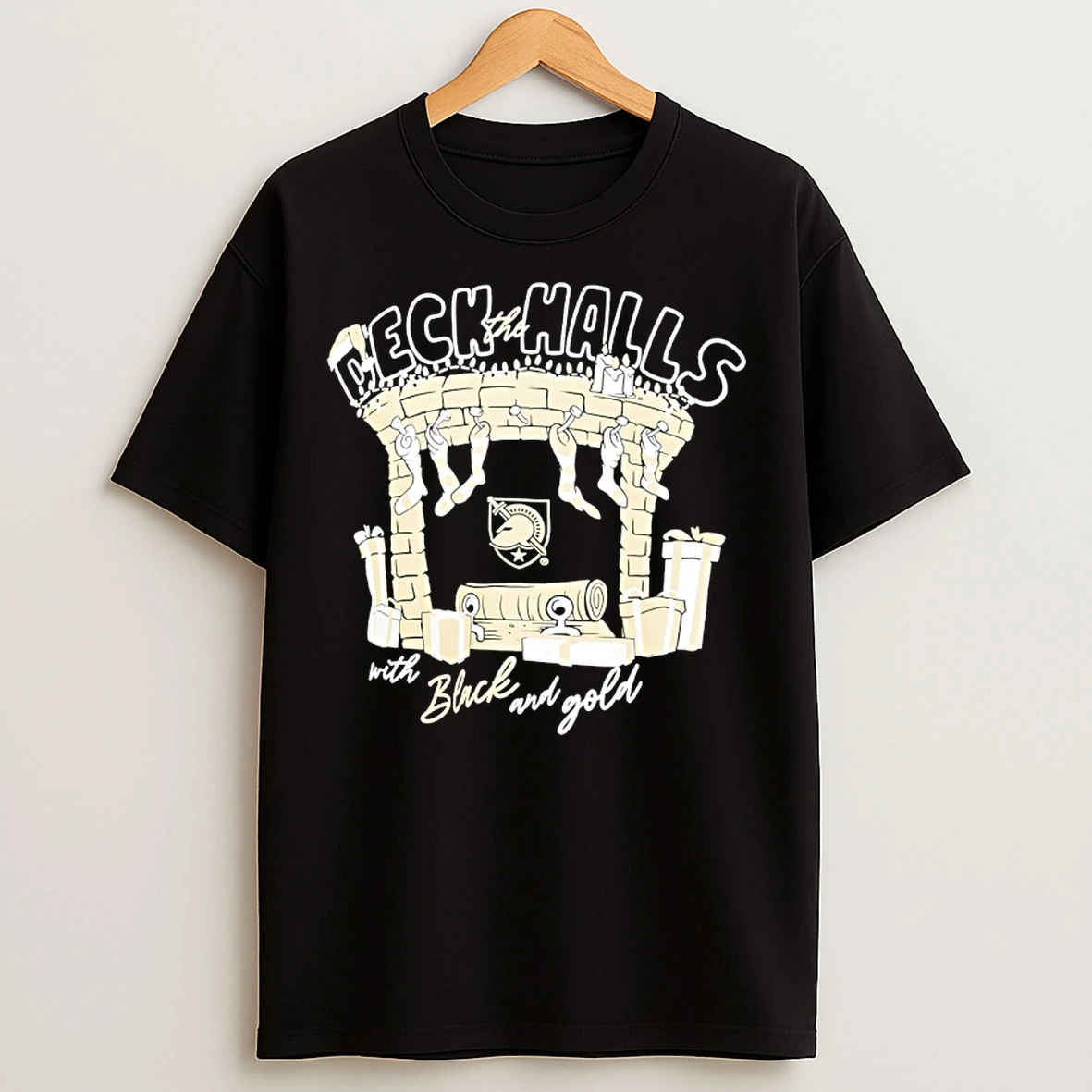 Classic Army Black Knights Deck The Halls With Black And Gold Christmas 2025 T Shirts