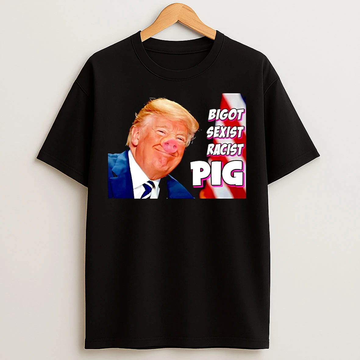 Classic Bigot Sexist Racist Pig Trump Quiet Piggy Christmas T Shirts