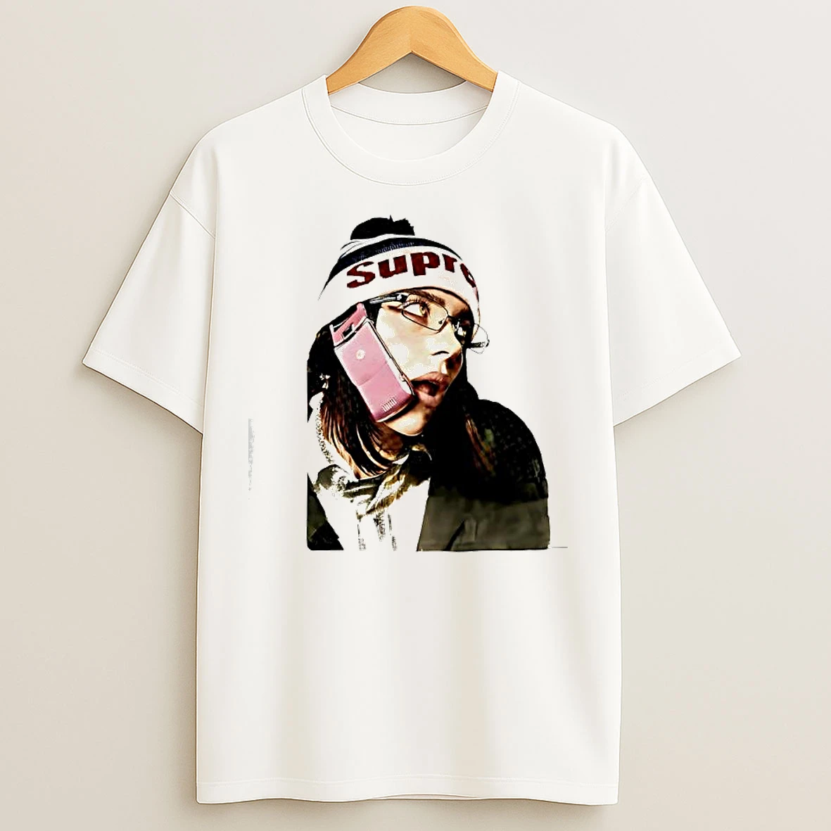 Classic Billie Eilish Pink Phone Graphic T Shirts