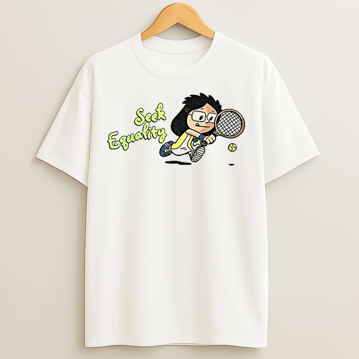 Classic Billie Jean King Seek Equality Cartoon T Shirts