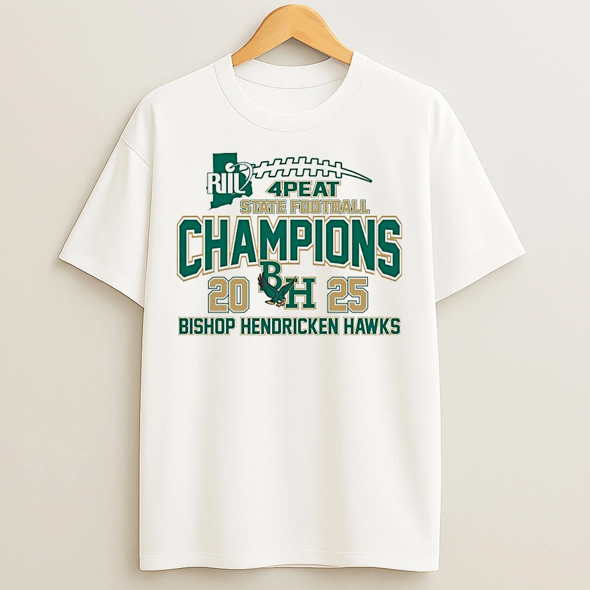 Classic Bishop Hendricken Hawks 2025 Riil 4 Peat Football Super Bowl Winner Champions Ornaments T Shirts