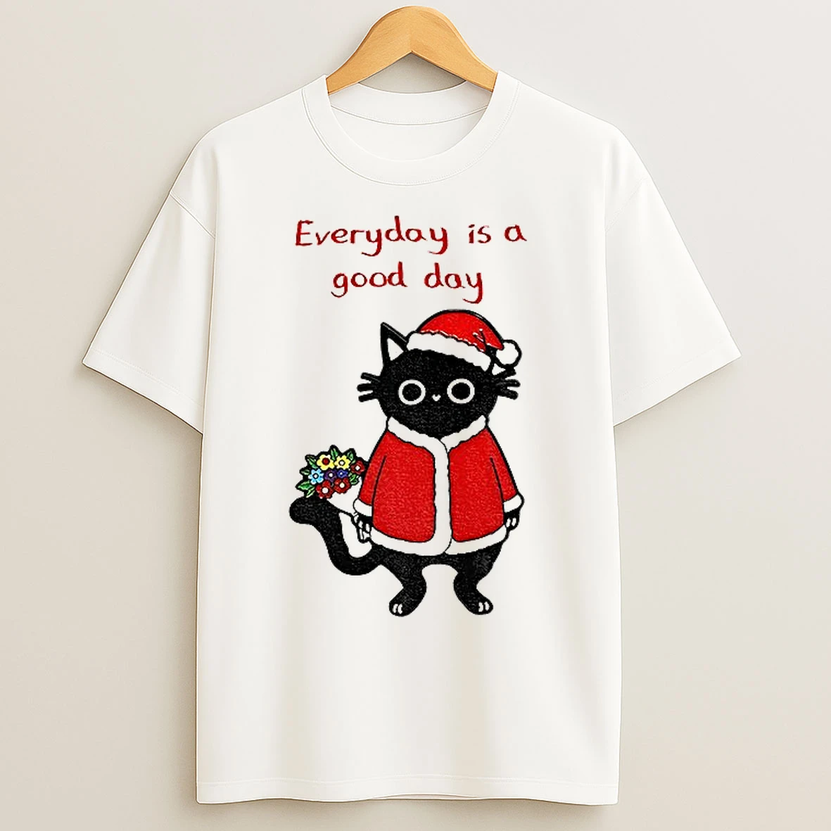 Classic Black Cat Santa Claus Everyday Is A Good Day Merry Christmas T Shirts