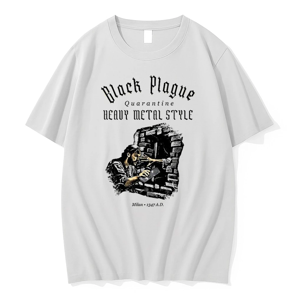Classic Black Plague Quarantine Heavy Metal Style Milan 1347 Ad T Shirts