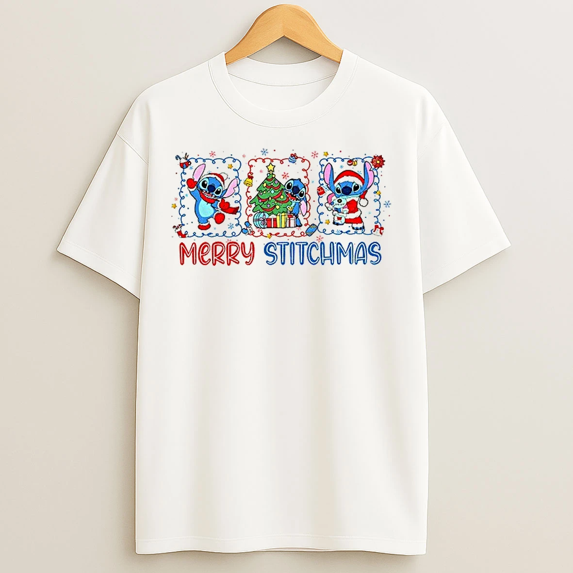 Classic Blue Christmas Cartoon Movie Merry Stitchmas T Shirts