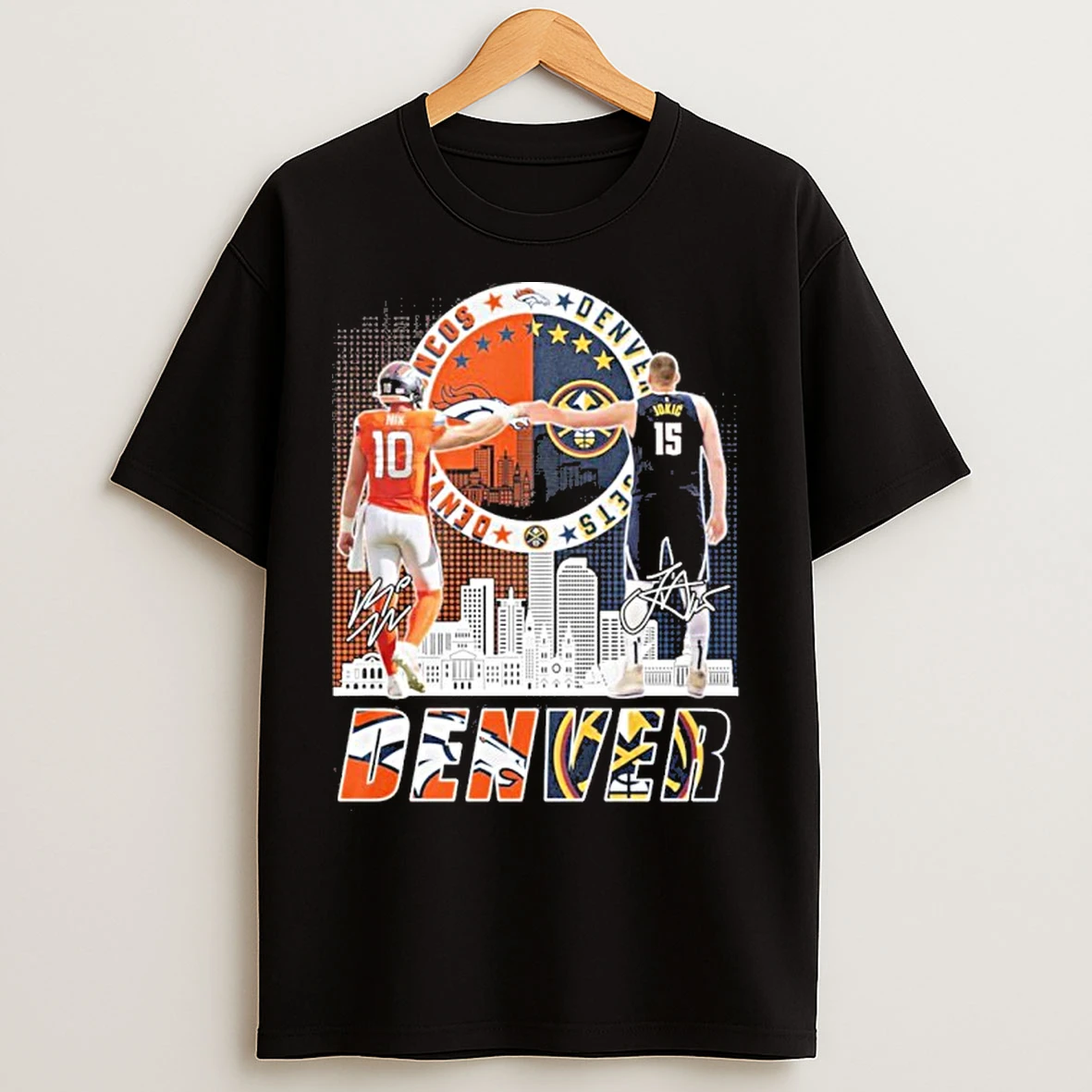 Classic Bo Nix And Nikola Jokic Denver Sports Players T Shirts