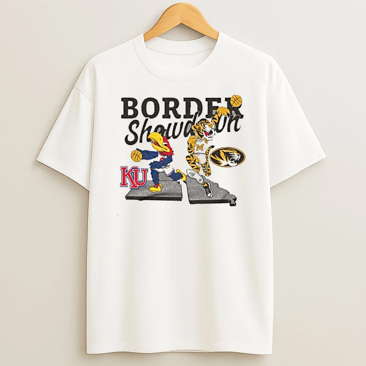 Classic Border Showdown Basketball 2025 Ku Vs Mizzou Mascot T Shirts