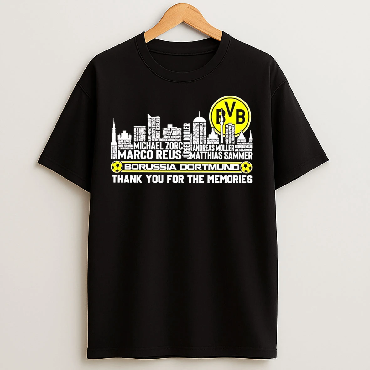 Classic Borussia Dortmund Thank You For The Memories Player Name City Skyline T Shirts