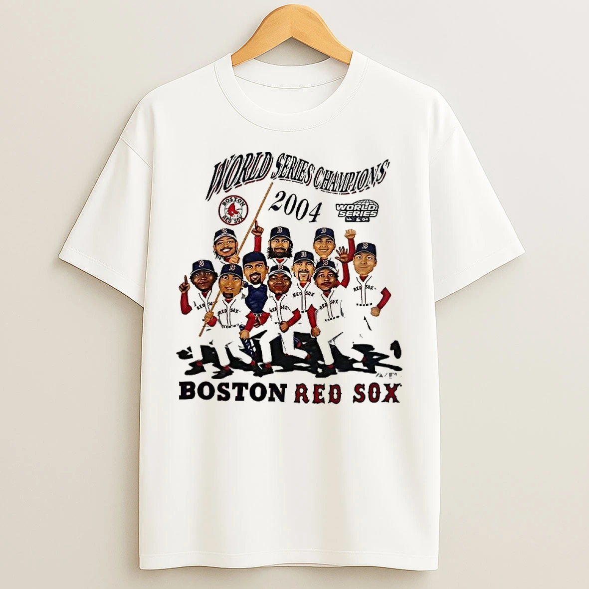 Classic Boston Red Sox Mlb 2004 World Series Champs Player Caricature T Shirts
