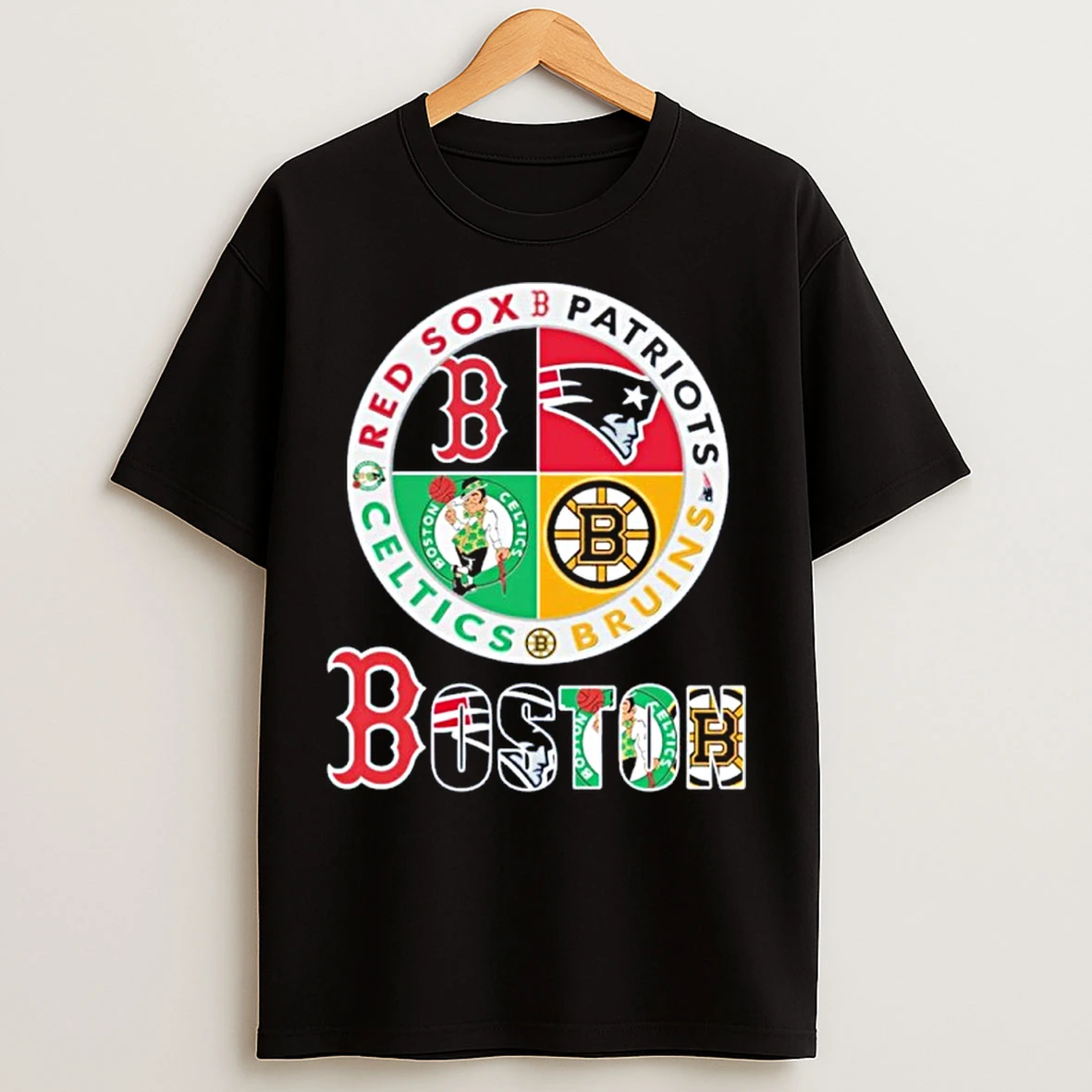 Classic Boston Red Sox Patriots Bruins Celtics Logo T Shirts