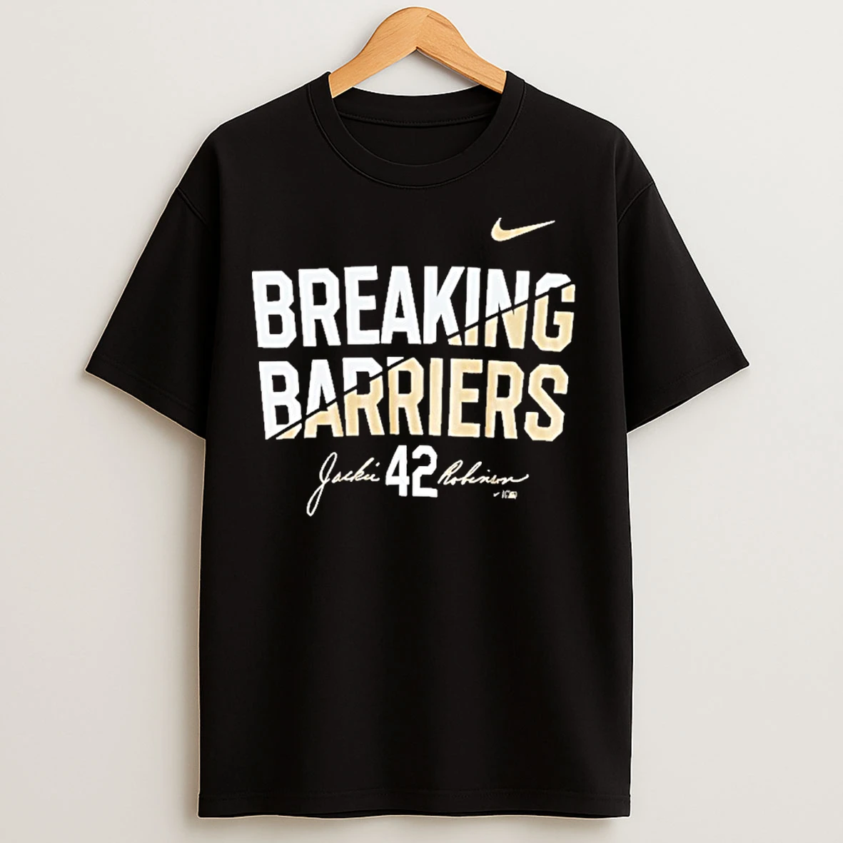 Classic Breaking Barriers Nike Jackie Robinson Day T Shirts