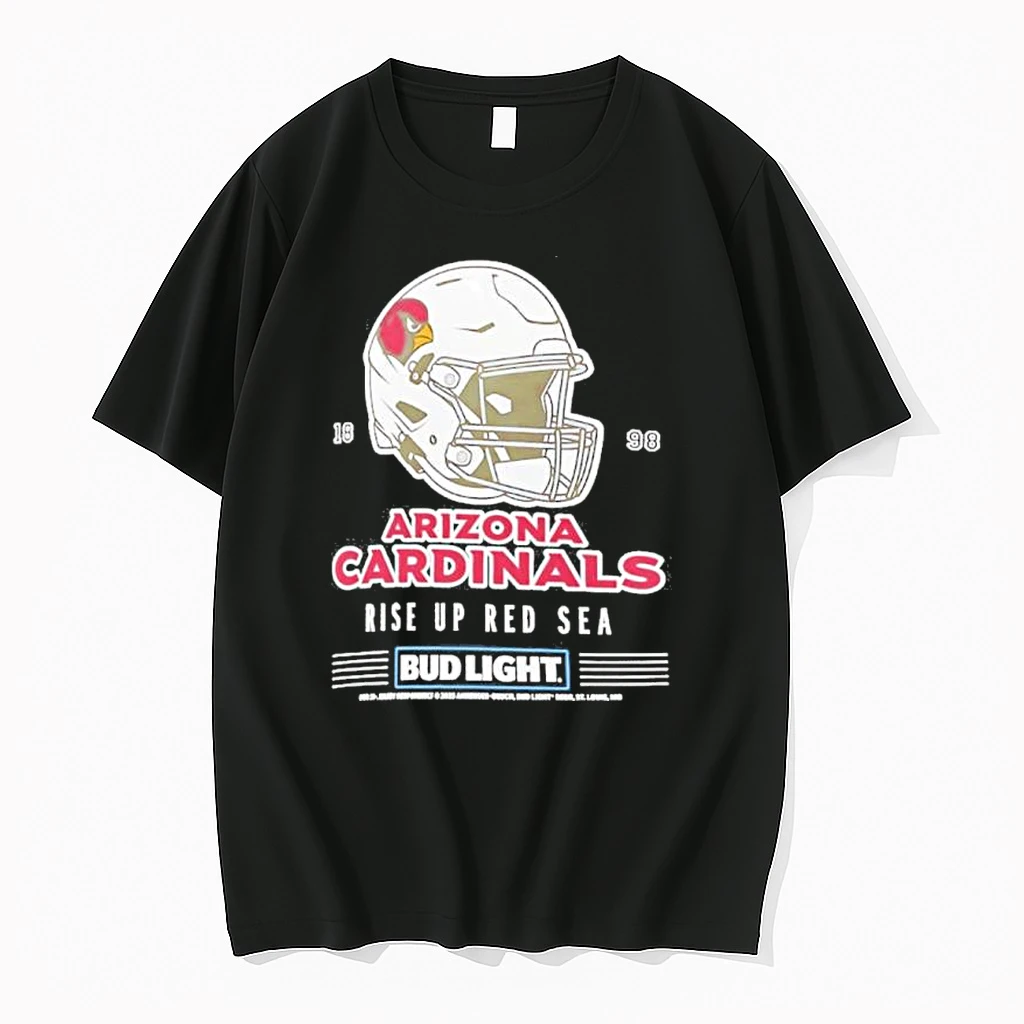 Classic Bud Light X Arizona Cardinals Rise Up Red Sea Helmet T Shirts