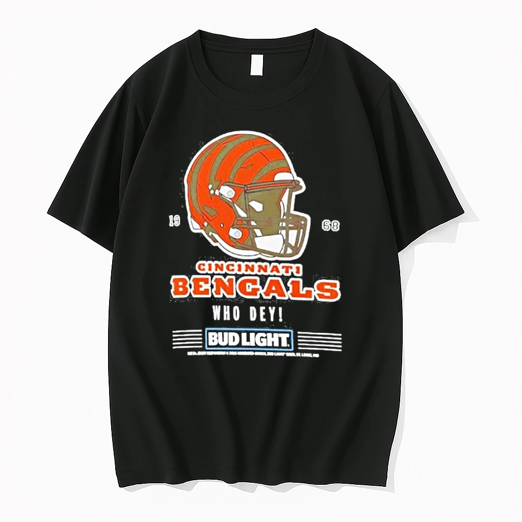 Classic Bud Light X Cincinnati Bengals Who Dey Helmet T Shirts