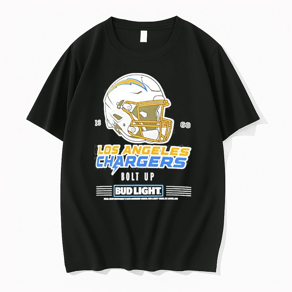 Classic Bud Light X Los Angeles Chargers Bolt Up Helmet T Shirts