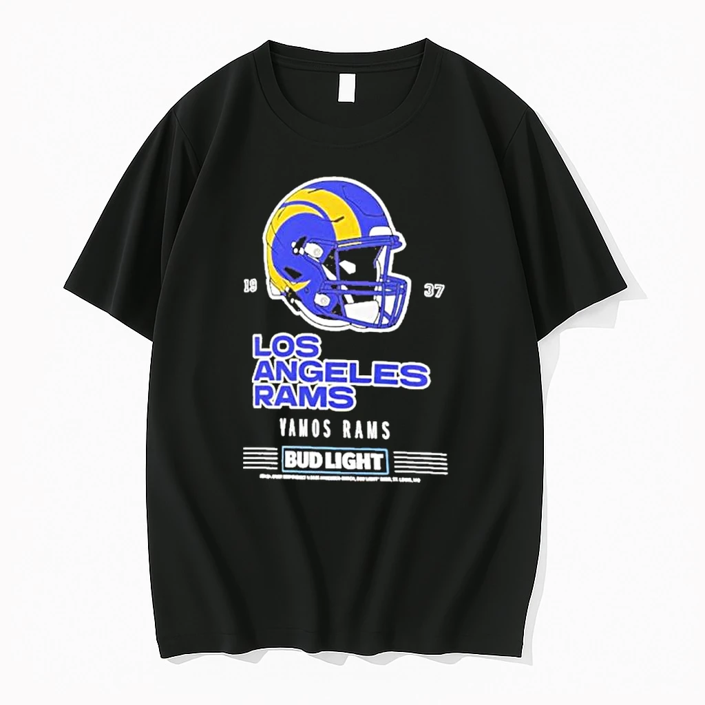 Classic Bud Light X Los Angeles Rams Vamos Rams Helmet T Shirts